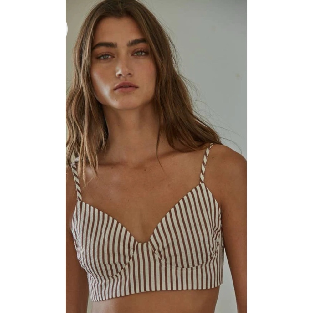 New! Bra Crop Top By Together Natalie Brown & Tan Small